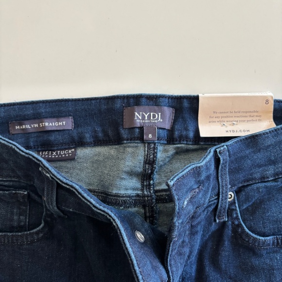 NYDJ Size 8 Blue Jean Straight Soft Jean Marilyn Straight Lift Tuck Tech NWT - Picture 10 of 16